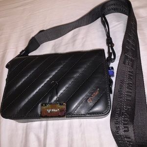 Off- White Mini Binder Clip Matelasse Leather Flap Bag